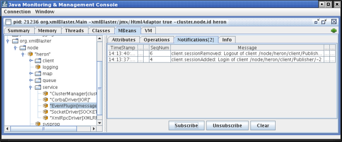 JMX - xmlBlaster jconsole notification screenshot