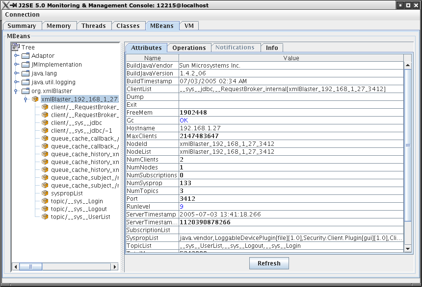 JMX - xmlBlaster jconsole screenshot